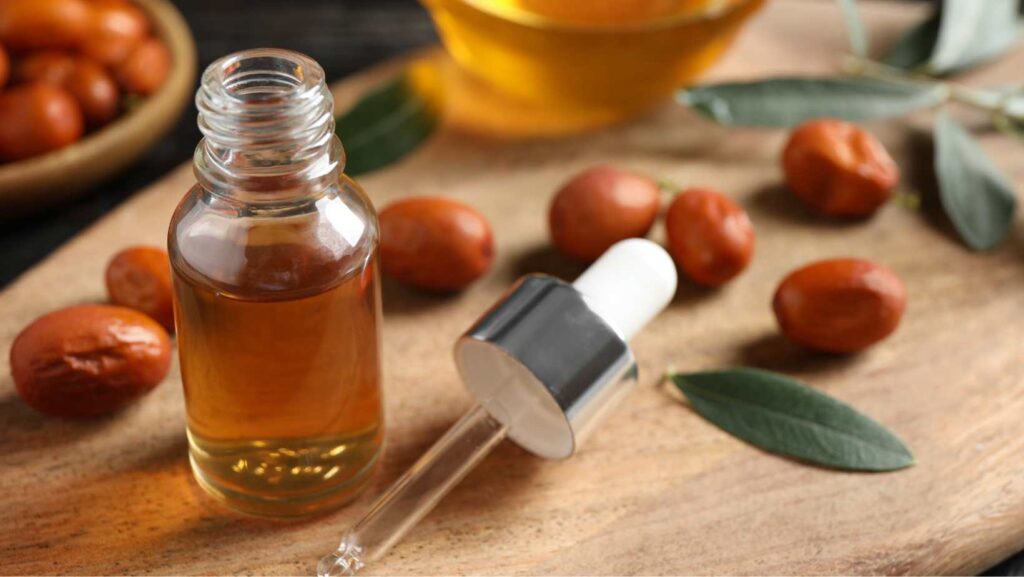 olio di jojoba, contagocce e bacche